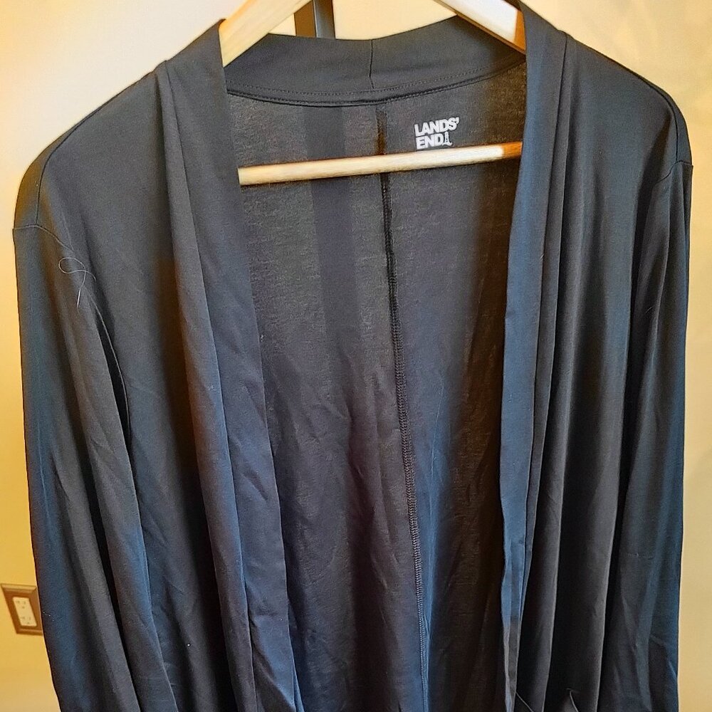 Lands' End Black Cardigan with Pockets - Size 2X